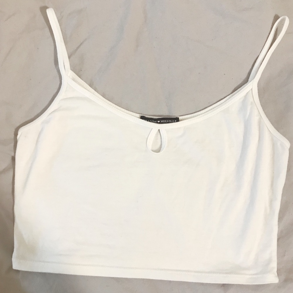 Brandy Melville White Cropped Keyhole Tank Top